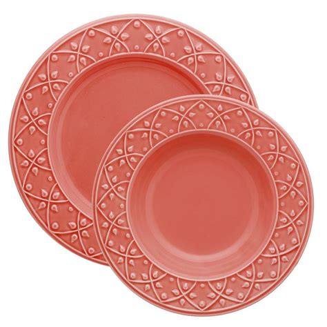 Pratos Fundos E Rasos - Jogo Pratos Rasos e Fundos 12 Peças Mendi Coral Oxford® Cerâmica ...