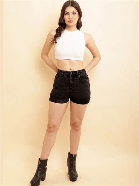 Black Women Denim shorts at ₹ 1499/piece | Women Denim Shorts in ...