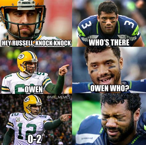 Russell Wilson and Aaron Rodgers | Football jokes, Nfl memes funny