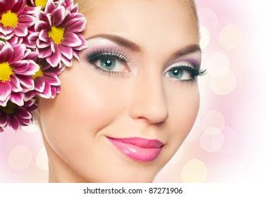 woman face bright makeup stock photo  shutterstock