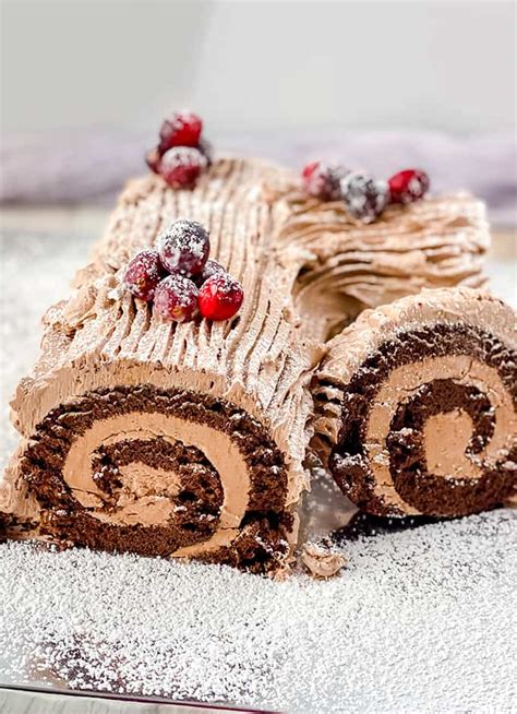 Yule Log Cake (Bûche de Noël) - Cookie Dough and Oven Mitt