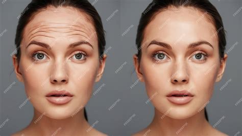 Premium Photo | Young caucasian woman with wrinkles on the forehead ...