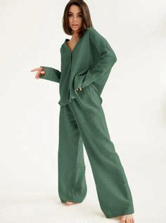 Женская муслиновая пижама со штанами | Cotton pajamas women, Lounge ...