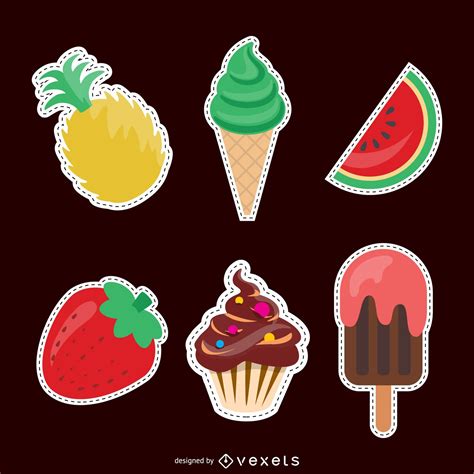 Food Patches Set Vector Download
