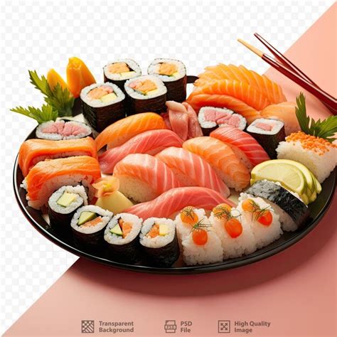 Premium PSD | Sushi platter in a close up view