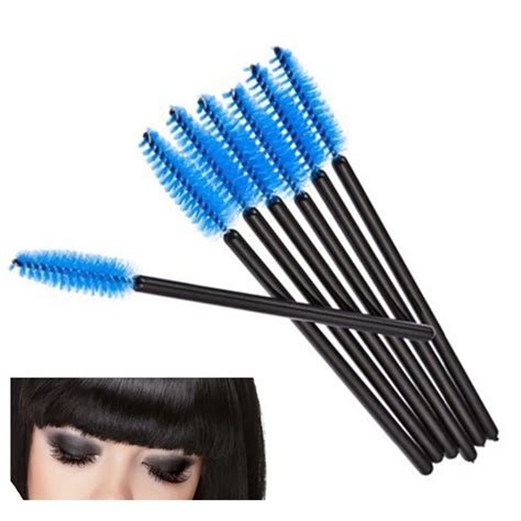 100Pcs/Lot Blue Disposable Eyelash Brush Mascara Wands Applicator Spoolers Eye Lash Brush ...