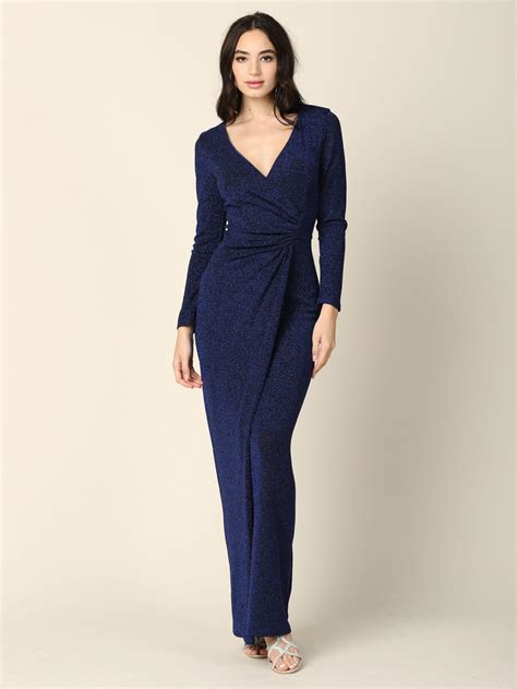 Champagne Long Mother of the Bride Formal Metallic Dress for $143.99