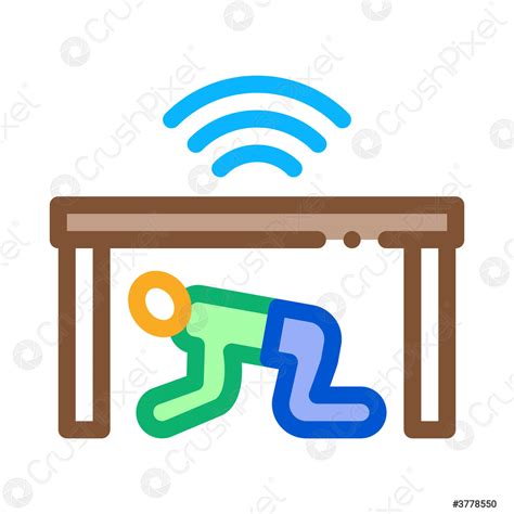 Protection hide human under table icon vector outline illustration