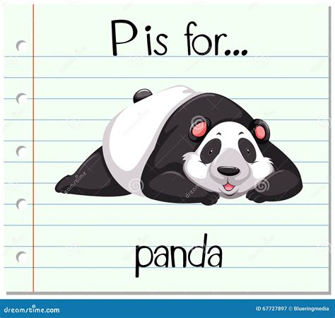 Flashcard Letter P Is For Panda Stock Vector - Image: 67727897