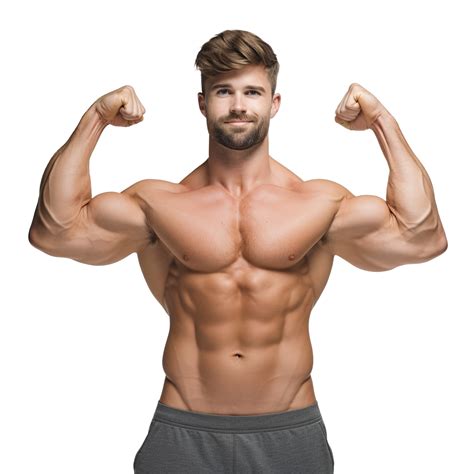 smiling male athlete flexing muscle sport empowered  strong