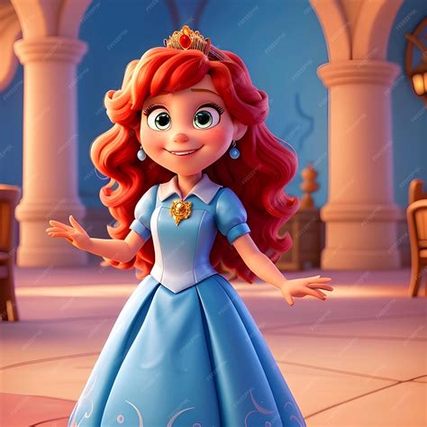 Premium Photo | Beautiful red haired princess in a blue dress