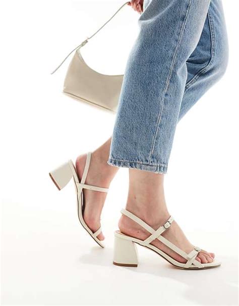 truffle collection block heeled sandals  white asos