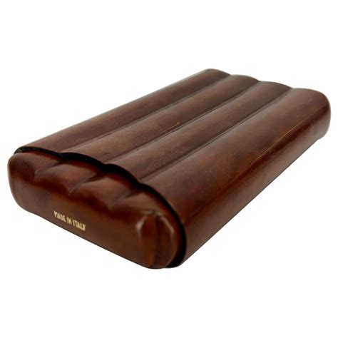 Vintage Italian Mid-Century Leather Cigar Etui Holder For Sale at 1stDibs
