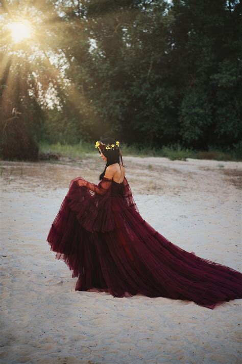 Marsala Tulle Dress: Burgundy Fluffy Gown, Photoshoot Dress - Etsy