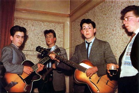 Color photo of The Beatles in 1957