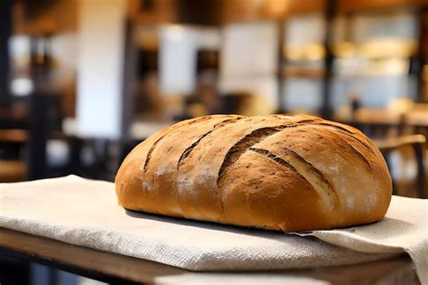 premium photo single sourdough big bread   table