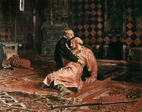 Tsar Ivan the terrible with his son Ivan - Ilja Efimowitsch Repin as ...
