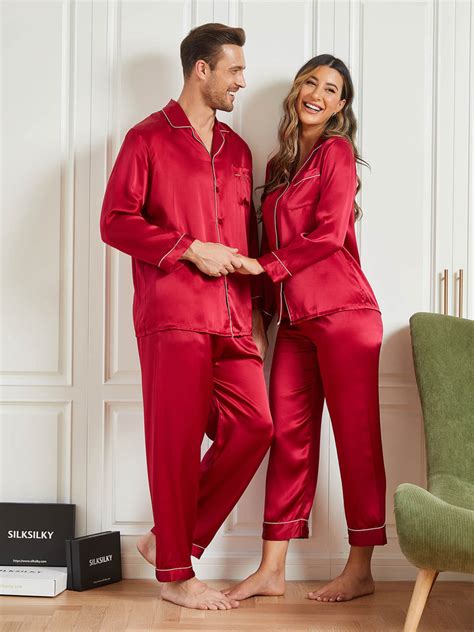 Silksilky Pure Silk Matching Pajamas Long Matching Pjs for Couples ...