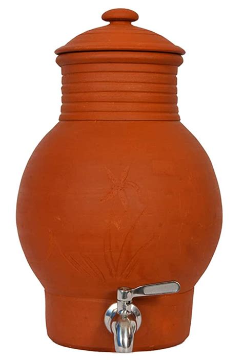 kerala village decor handmade earthen clay water pot  lid