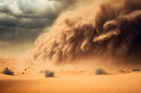 premium photo heavy sand  dust storm  desert land  hot