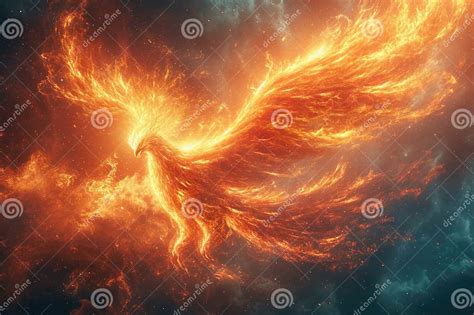 Phoenix and Fire Frame. Mythical Creatures Stock Image - Image of ...