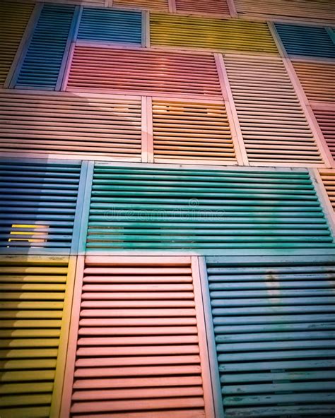 Colourful Old Wooden Louvers on the Wall for Ventilation and Lighting. Exterior Design Stock ...