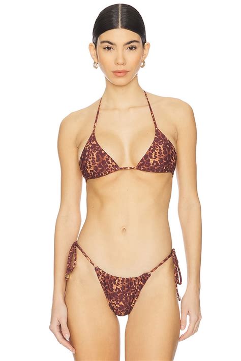 vdm blair jungle reversible bikini top  brown cheetah revolve