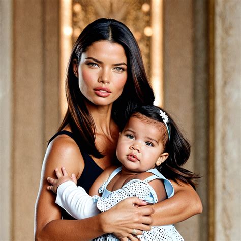 A demon Adriana Lima hugging her baby