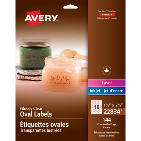 Avery Glossy Clear Oval Labels, 1-1/2" x 2-1/2", Print-to-the-Edge