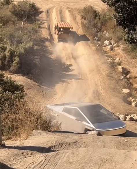 Watch a Cybertruck tackle an off-road obstacle