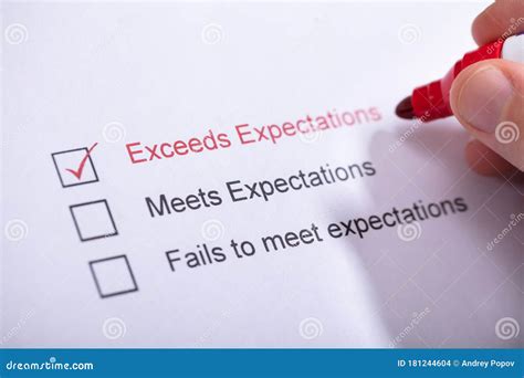survey  exceeded expectations checked stock photo image