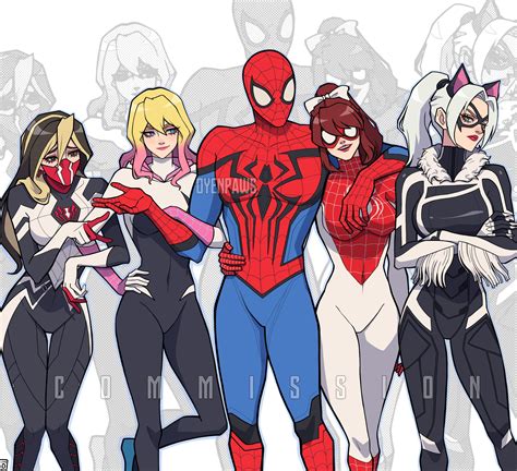 spider-man, spider-gwen, gwen stacy, black cat, felicia hardy, and 4