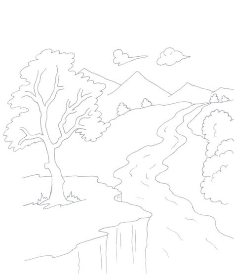 Desenho de Rio na montanha para colorir - Tudodesenhos