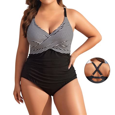 Plus Size Bathing Suits for Women Striped Bathing Suits Women's Bathing