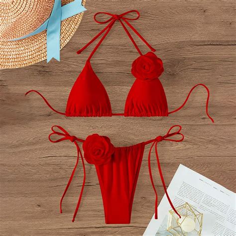 Ladies Three Flower Swimsuit Bikini Suit Fashion Sexy Swimsuit High Cut