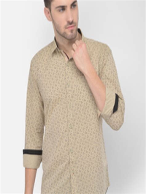 buy cobb men beige slim fit printed casual shirt shirts  men