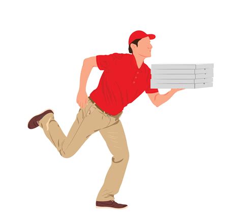 Pizza Delivery Man, Delivery Guy Holding Pizza Boxes Illustration
