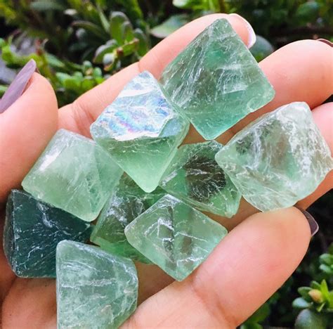 Raw Fluorite 1 GREEN Fluorite Crystal Rough Fluorite Natural Gemstone Clear Octahedron Raw ...