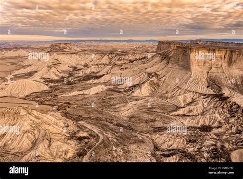 drone Aerial view of Bardenas Reales desert landscape in Spain Stock Photo - Alamy