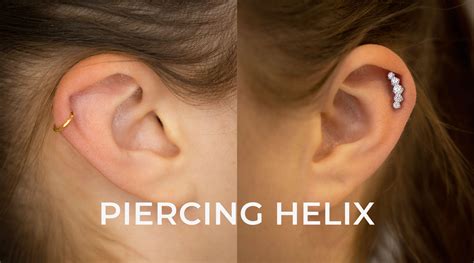 Helix piercing: pain, healing, jewelry - obsidian piercing
