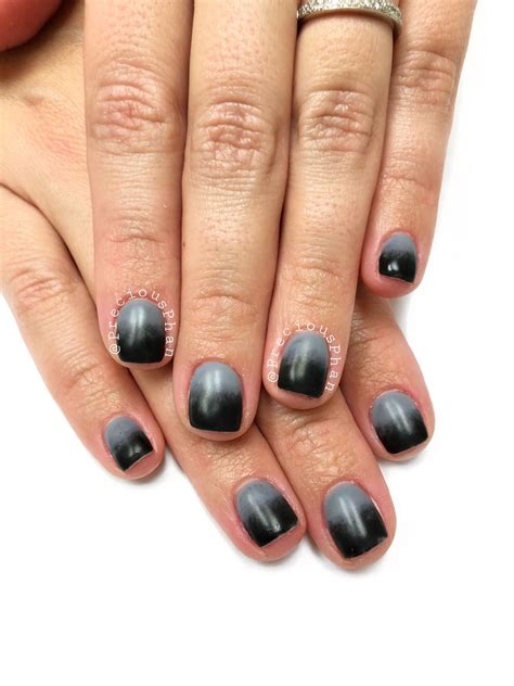 Ombré nails. Grey and black nails #PreciousPhan Halloween nails | Black