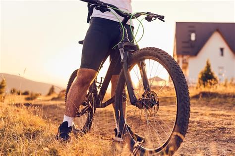 premium photo closeup photo   cyclist riding  bike  top