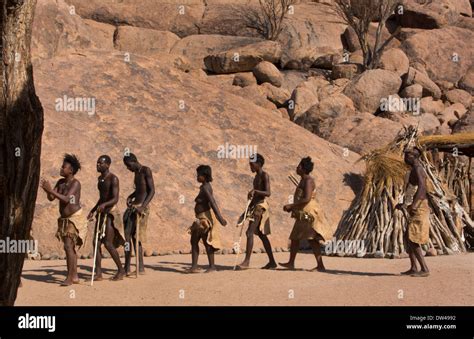 Namibia Africa Damara tribe traditional life in Damaraland in Damara Living Museum dancing tribe ...