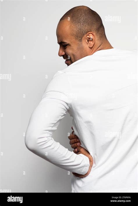 view man suffering  side pain stock photo alamy