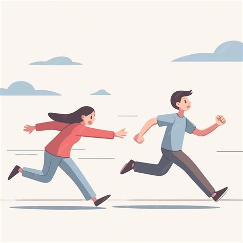 Premium Vector | Vector couple is chasing each other