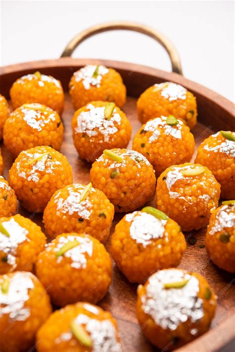 premium photo indian sweet motichoor laddooa   bundi laddu