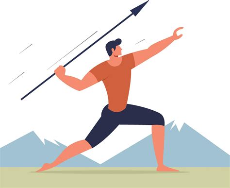 Javelin throw, Man throwing a spear flat style vector illustration