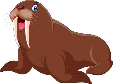 Cute cartoon walrus happy a smile 12805558 Vector Art at Vecteezy