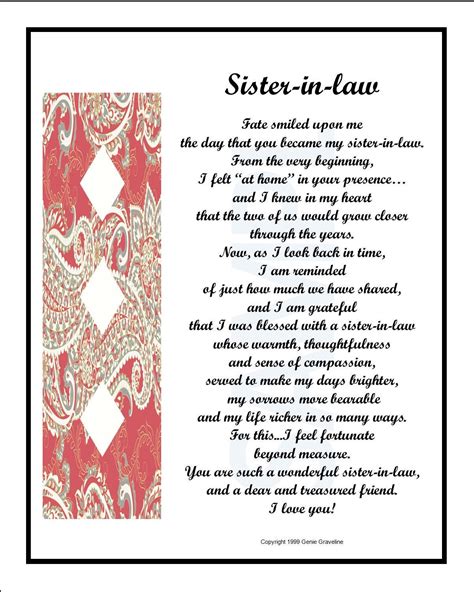 Sister in Law DIGITAL DOWNLOAD Sister in Law Poem Sister in - Etsy