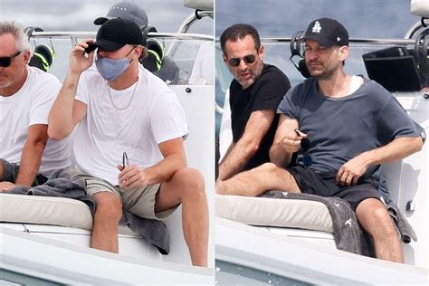 leonardo dicaprio  tobey maguire enjoy beach day  france